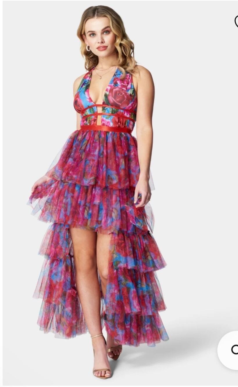 Bebe Tiered High Low Gown, XL